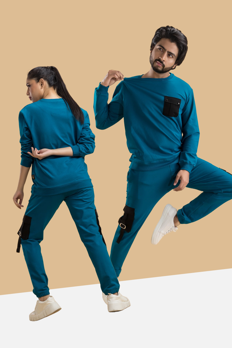 Elite Urbane Teal Unisex Sweatshirt & Joggers Co-Ord Set