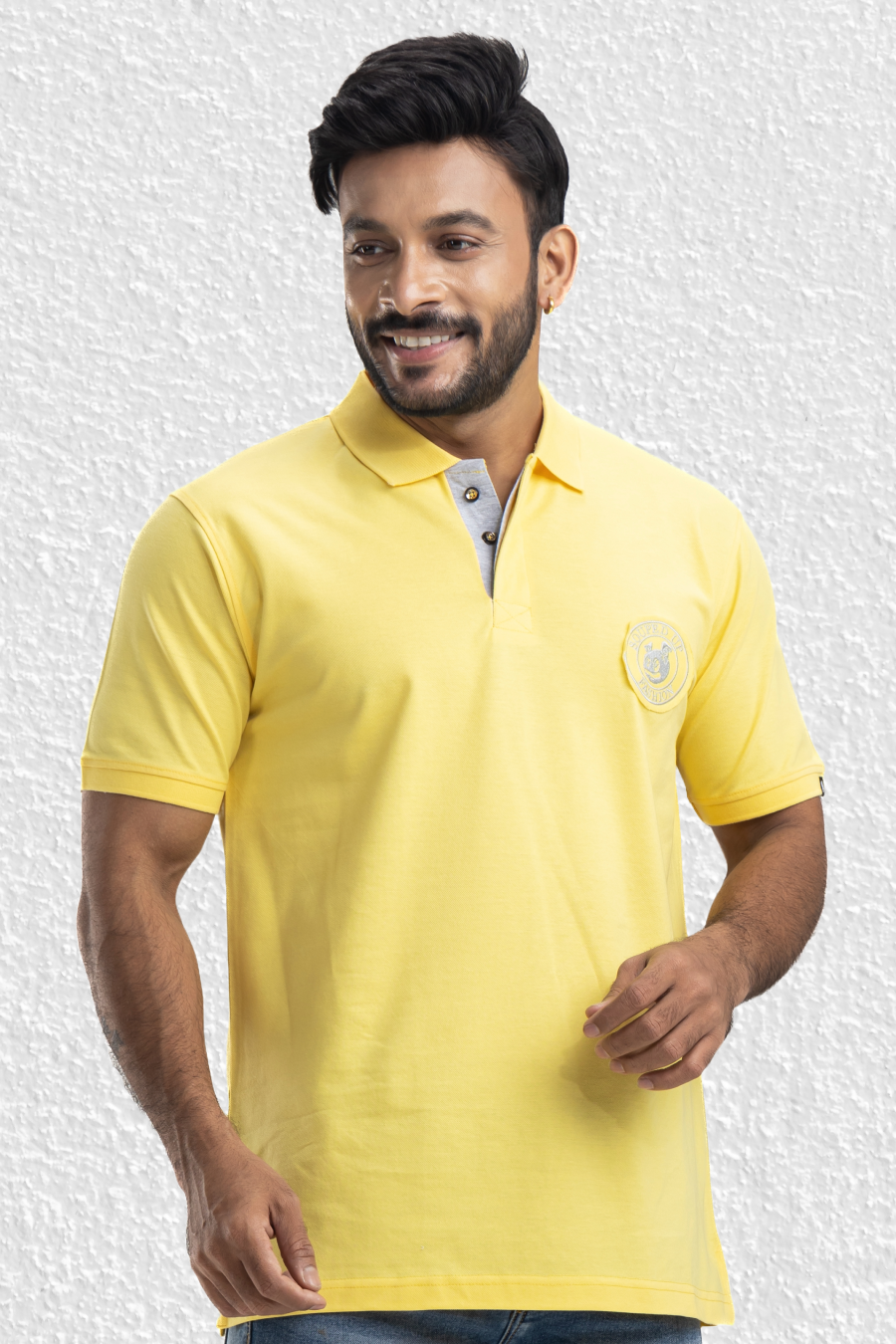 Distinct Solid Yellow Half Sleeves Polo T-Shirt