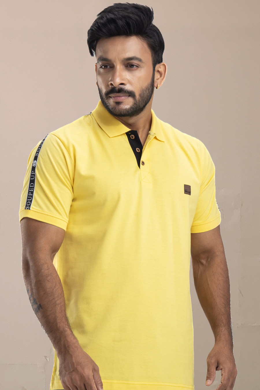 Solid Yellow Half Sleeves Cotton Polo T-Shirt