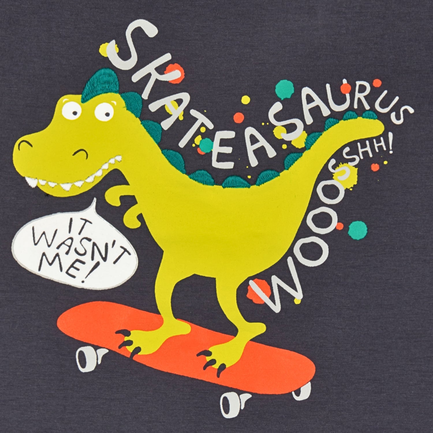 Skatersaurus Turbulence Gray Printed Boys T-Shirt 2-8 Yrs