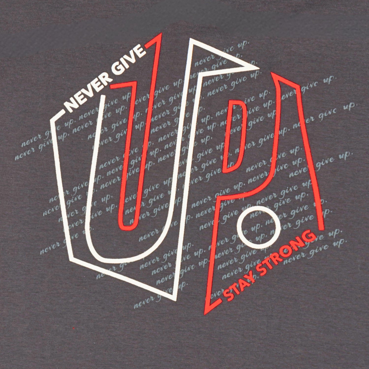 Never Give Up Dim Gray Printed Boys T-Shirt 8-14 Yrs