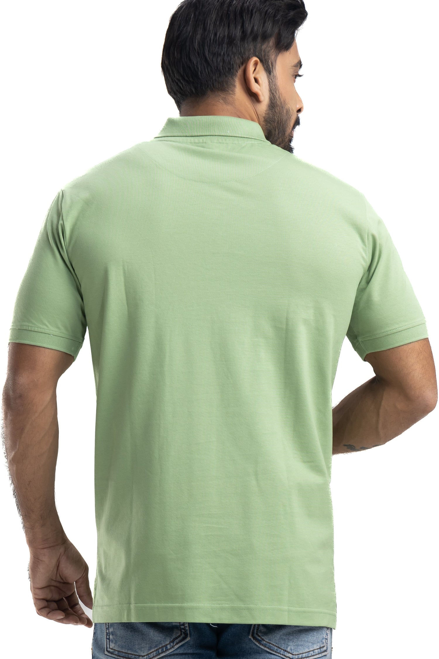 Sleek Solid Olive Half Sleeves Cotton Polo T-Shirt