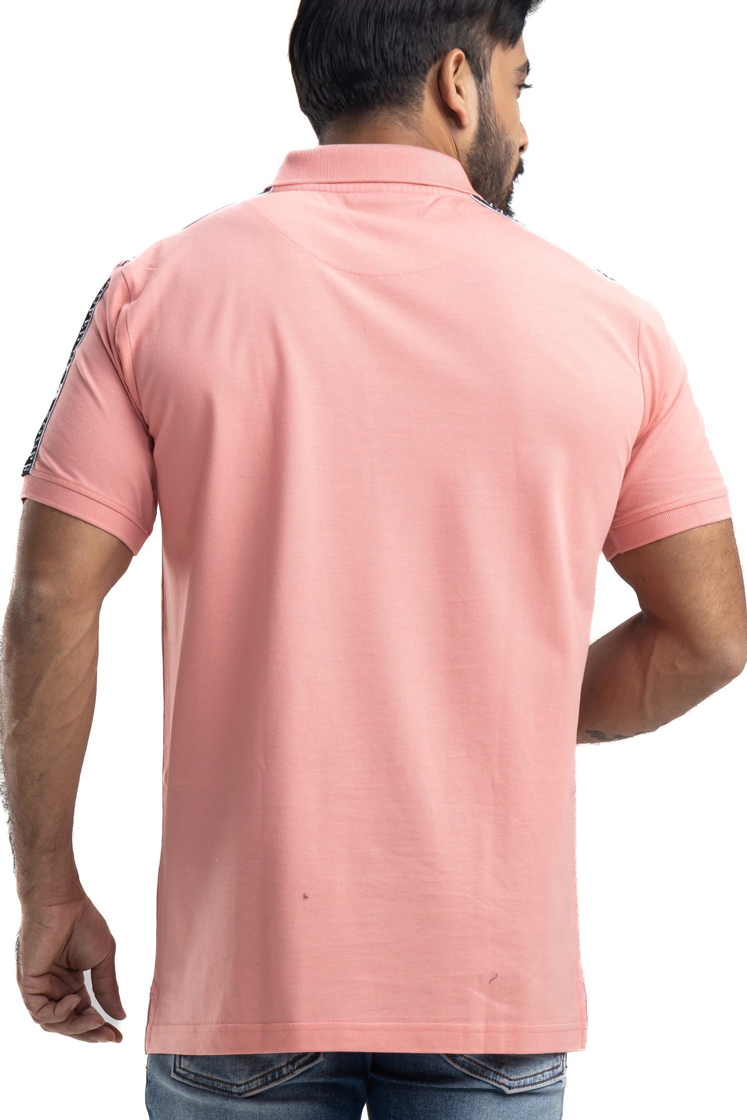 Solid Peach Half Sleeves Cotton Polo T-Shirt