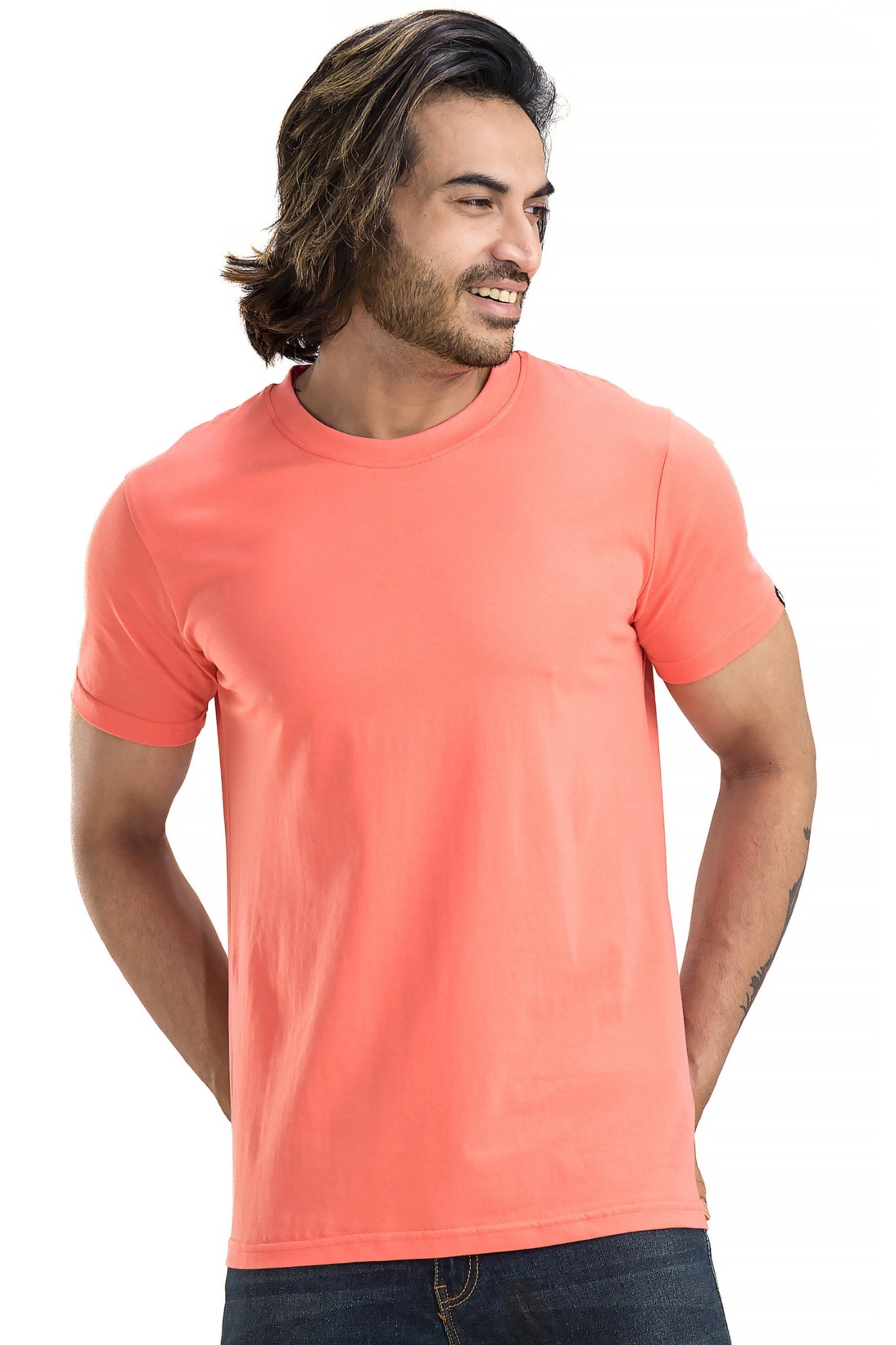 Men's Solid Basic Sugar Coral T-Shirt