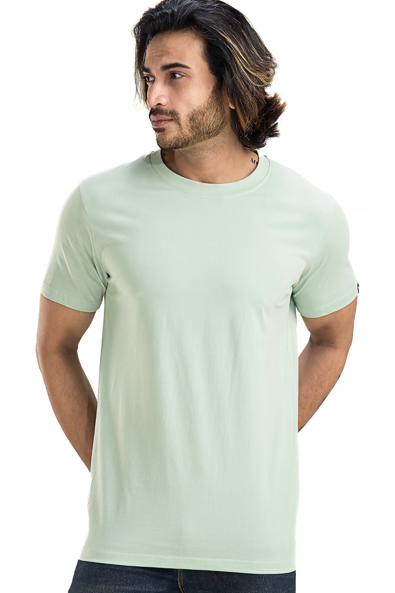 Men's Solid Basic Light Sea Green T-Shirt