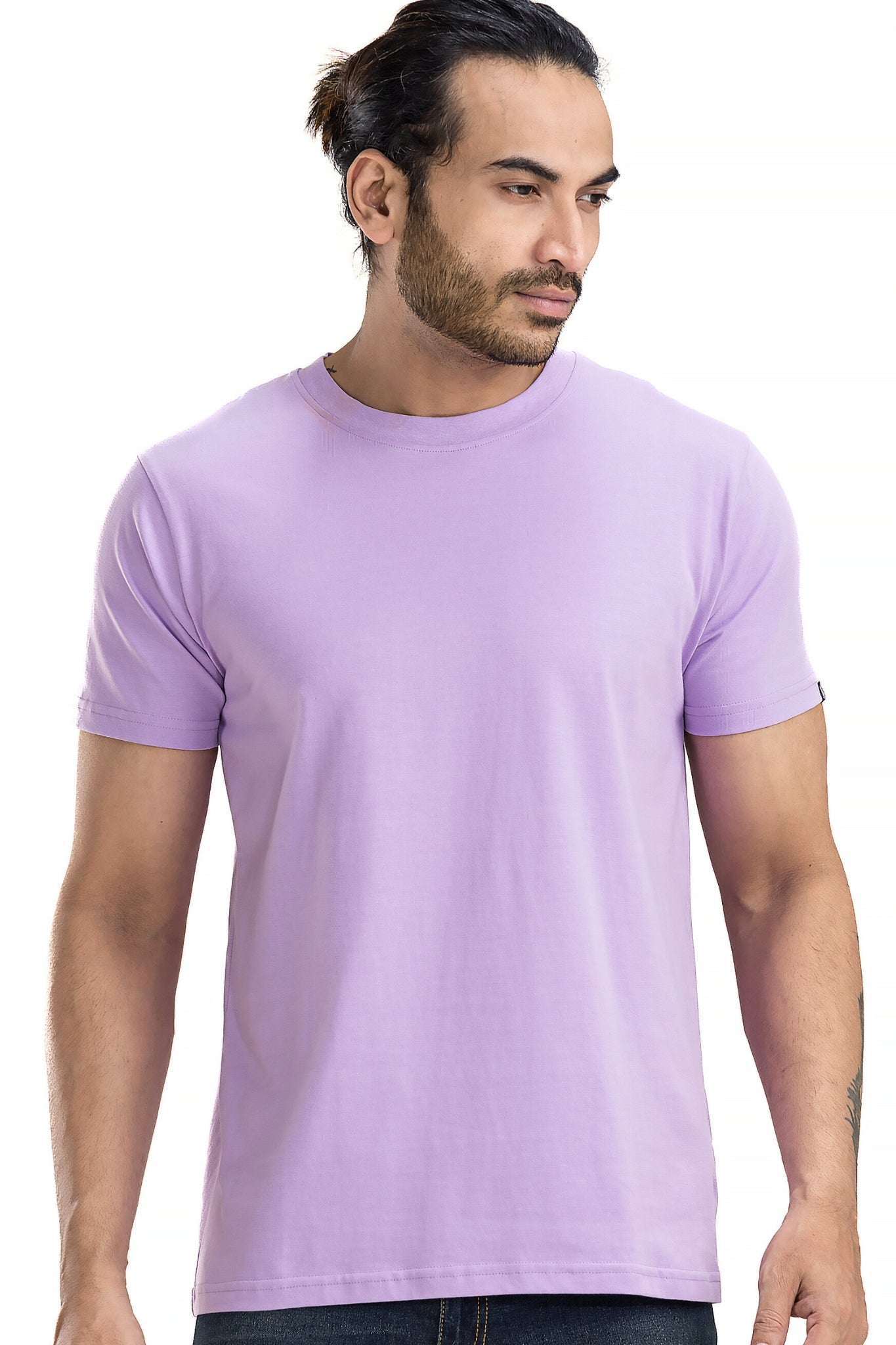 Men's Solid Basic Light Violet T-Shirt