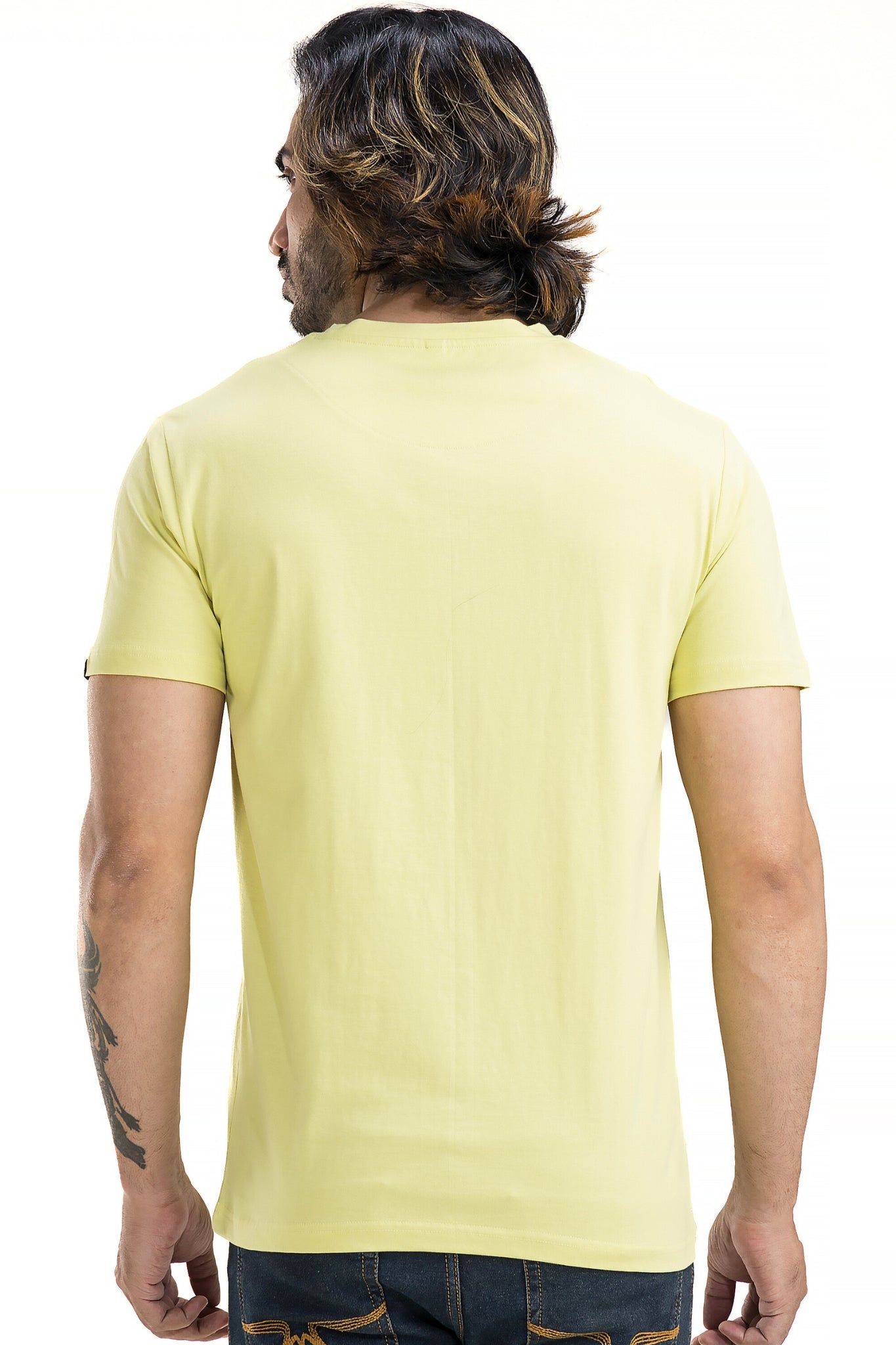 Men's Solid Basic Tender Yellow T-Shirt