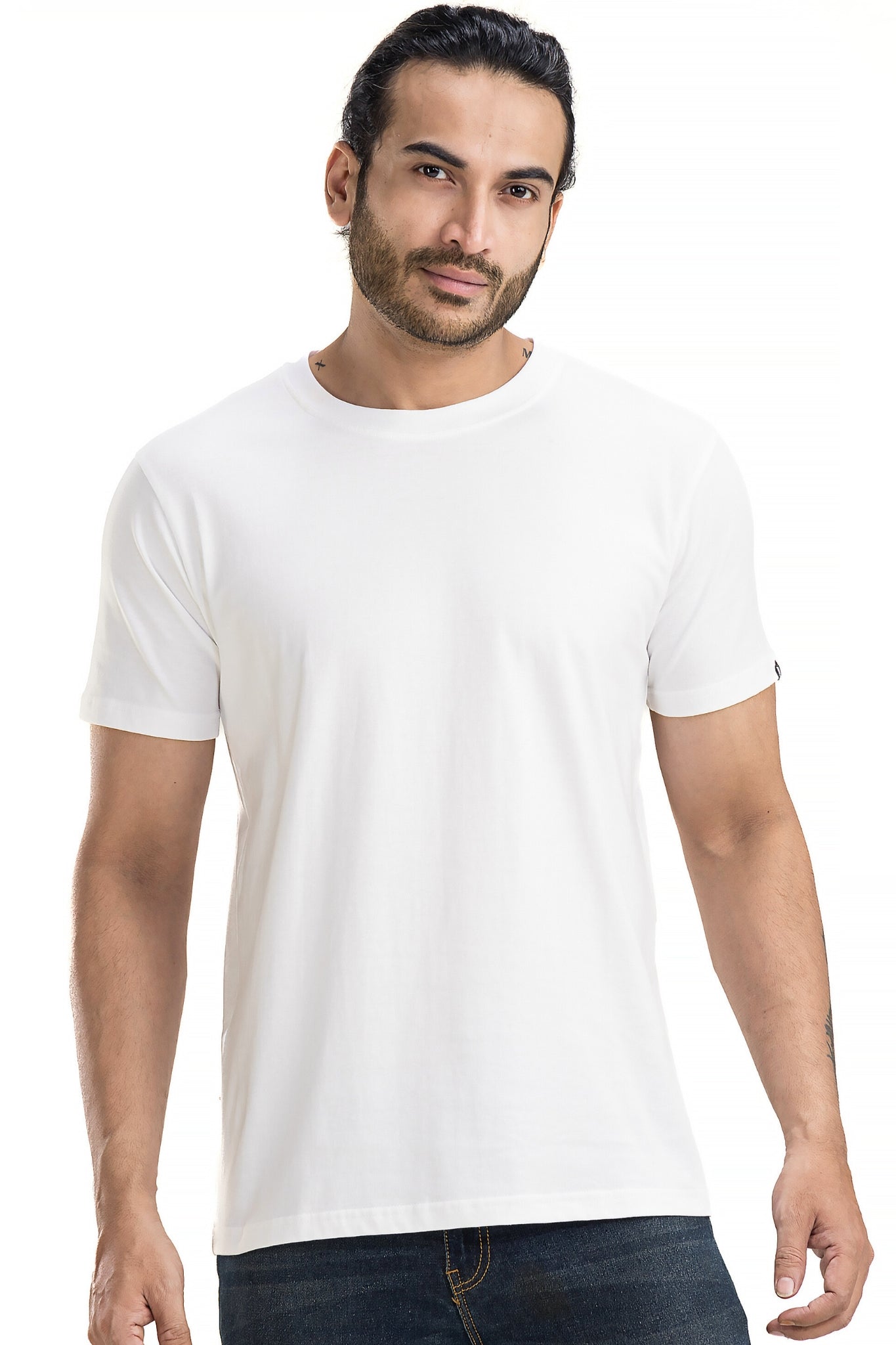 Men's Solid Basic White T-Shirt