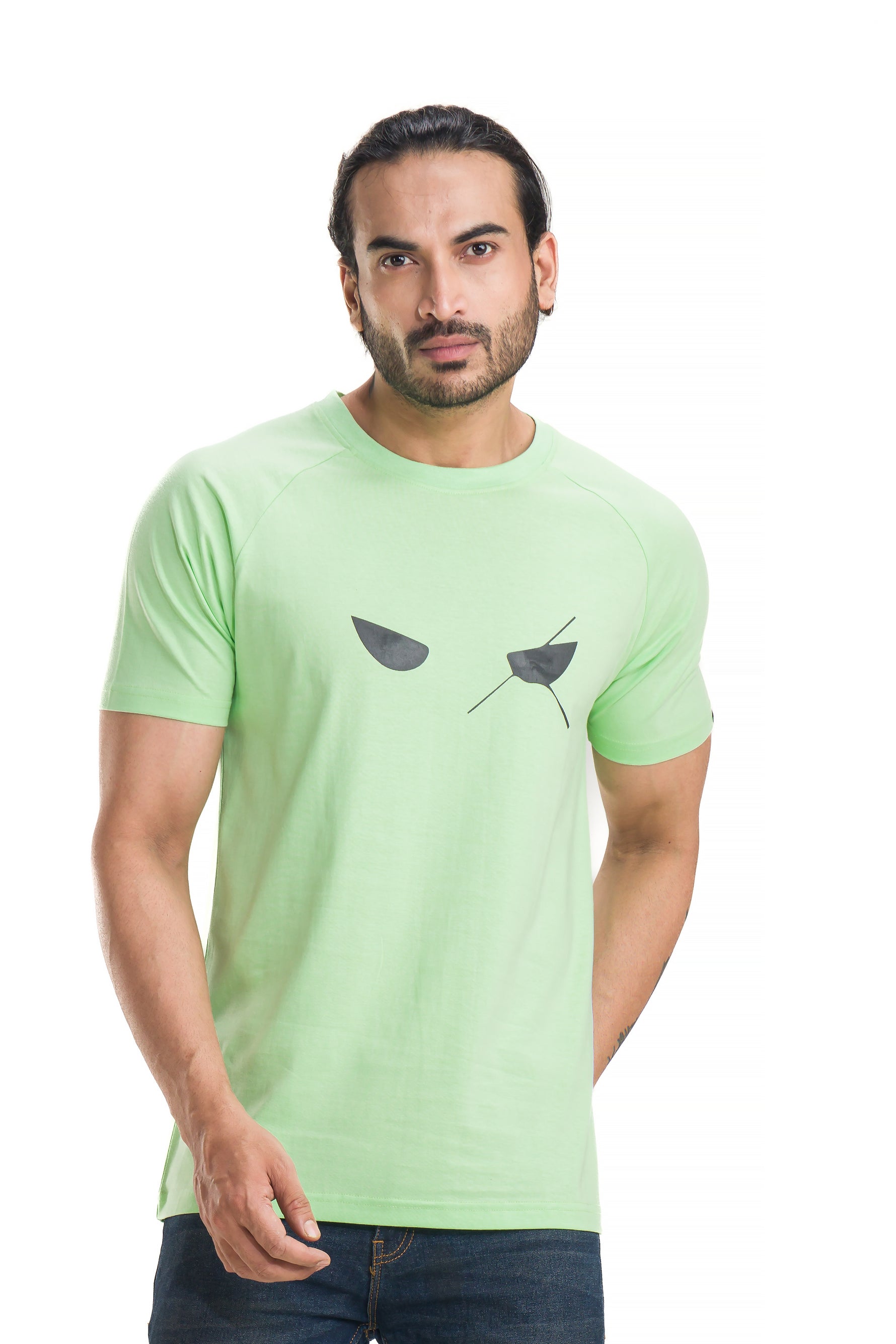 Mint Green Men\'s T-Shirt Printed Fashion Up Souped Standard – Raglan