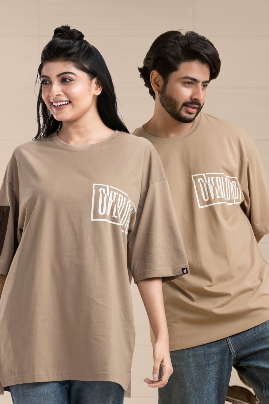 Overload Light Brown Unisex Oversized Printed T-Shirt