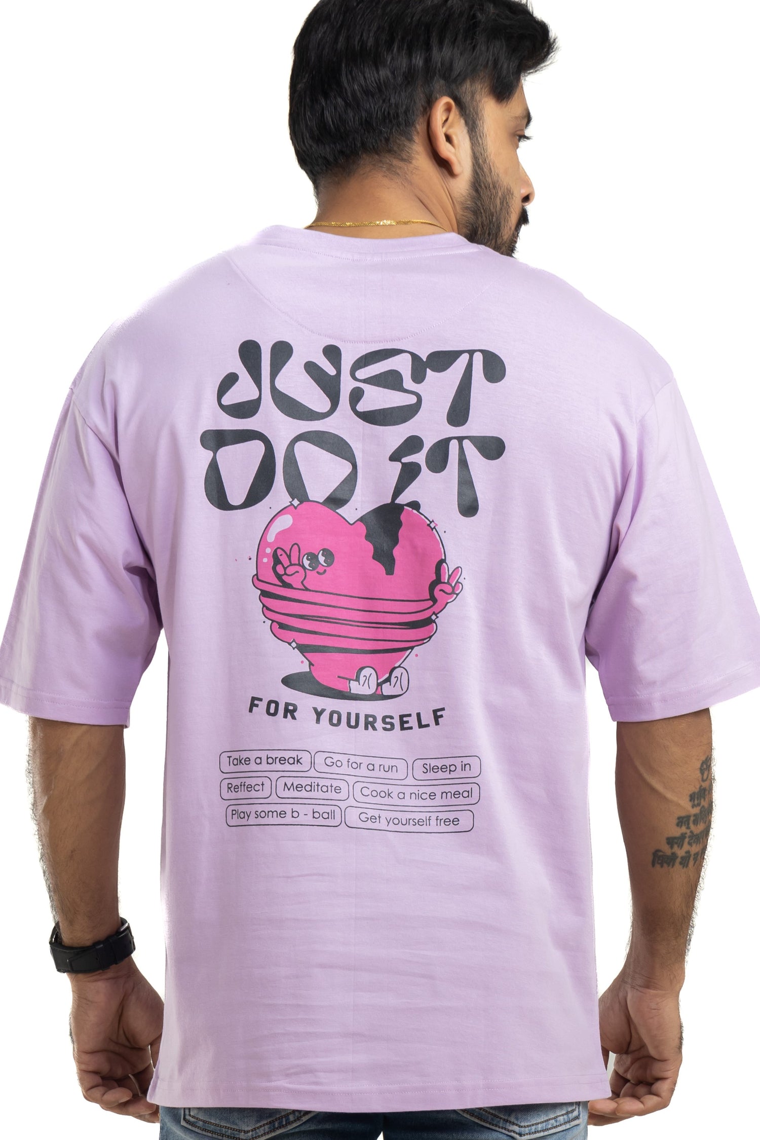 Just Do It Lavender Oversized Printed T-Shirt