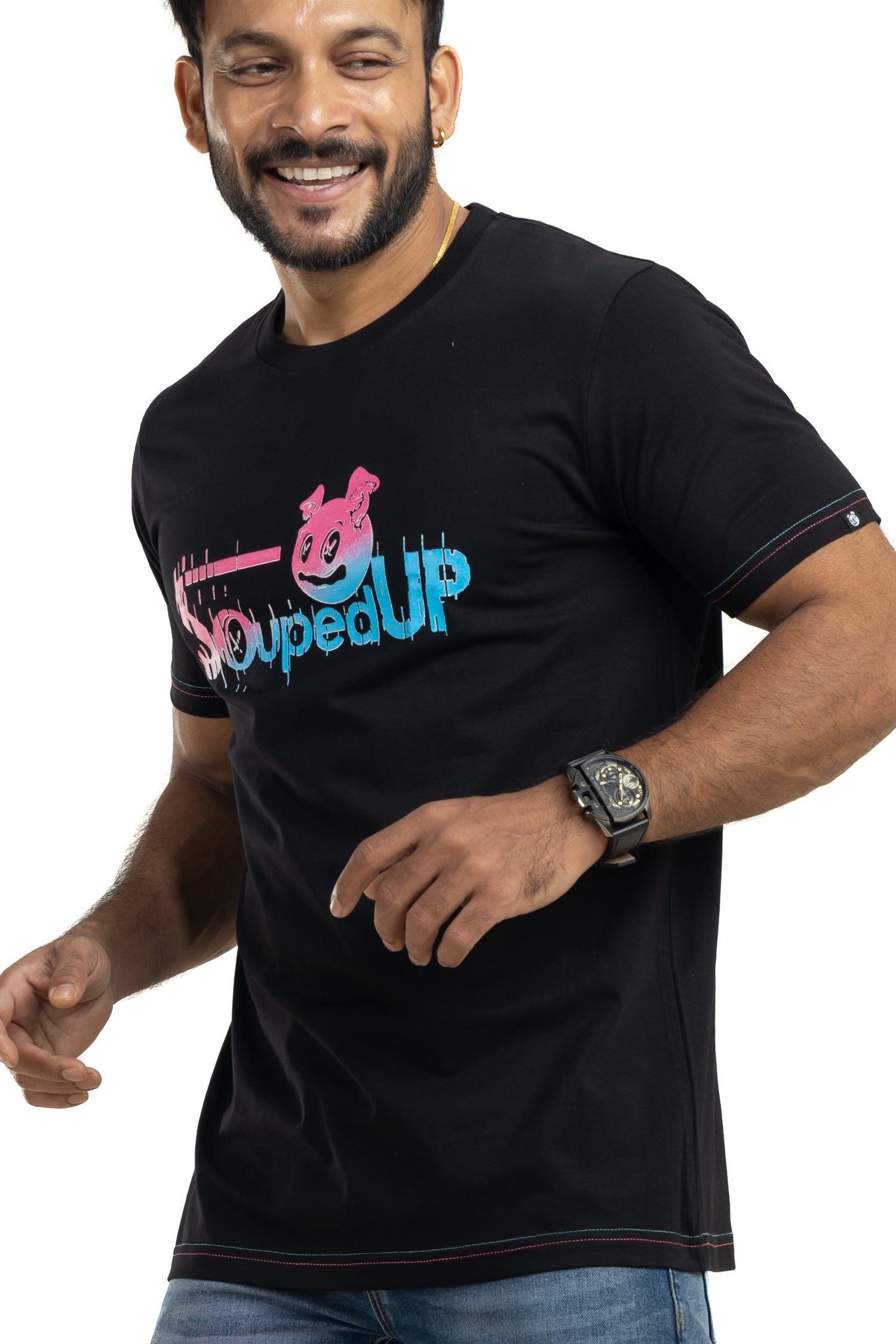 Souped Up Digital Jet Black Printed T-Shirt